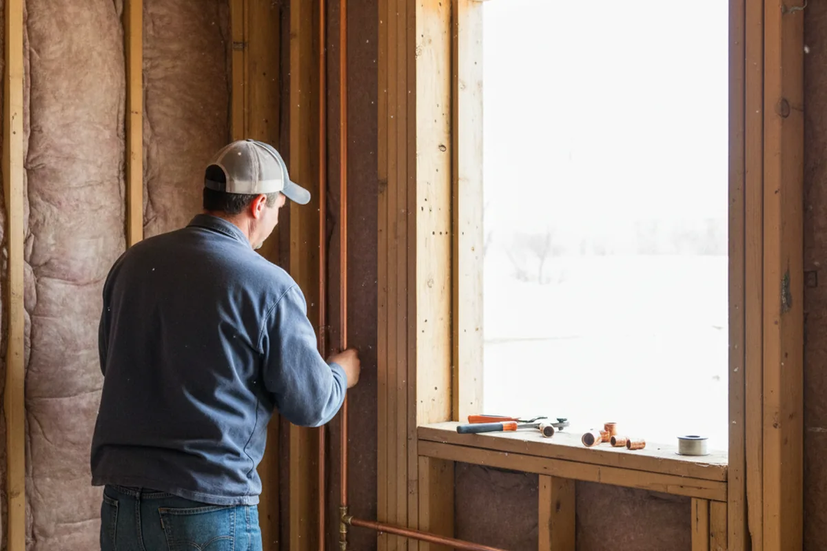 Licensed plumber running new copper supply lines in a Deep Run home